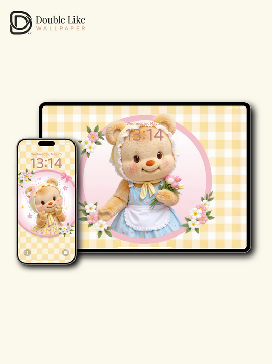 Butter Bear's Daisy Garden Letter | Cozy Healing Wallpaper Pack [#JJ132]