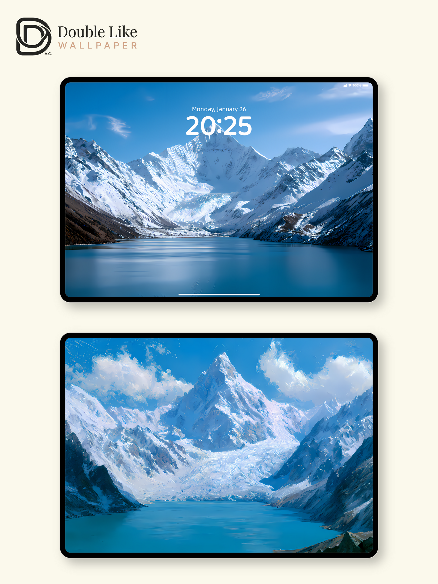 Majestic Snowy Mountains and Blue Lake Aesthetic Landscape Wallpaper Pack [#LFHL1061]