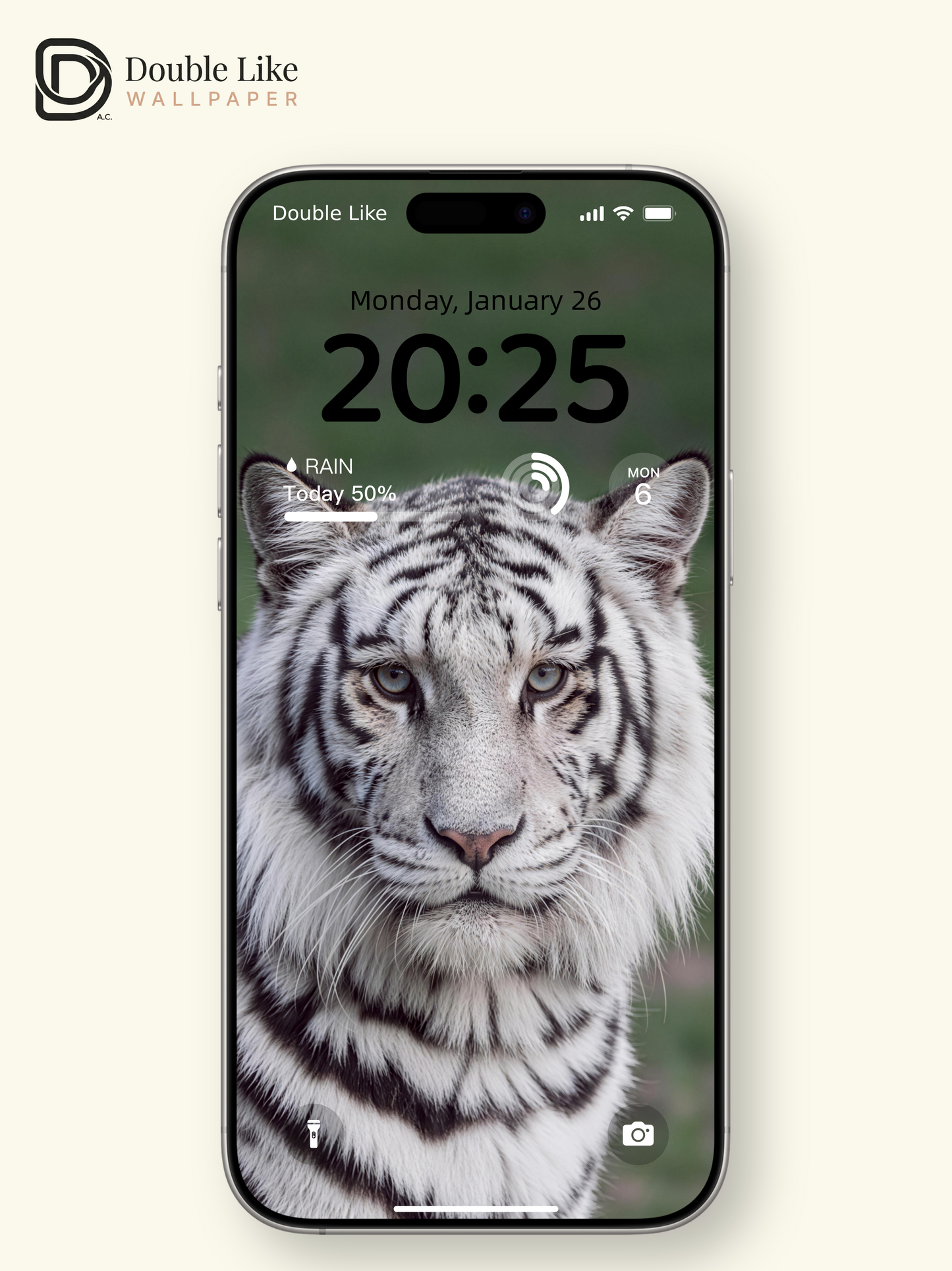 White Tiger In Green Wilderness Premium Motivational Full Device Wallpaper Pack [#LFHL30121]