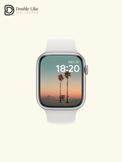 California Sunset Palm Trees & Lifeguard Tower Beach Wallpaper Pack [#JJ1336]