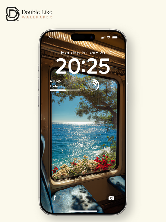 Scenic Train Window Ocean Mountain Nature Landscape Wallpaper Pack [#JJ1322]