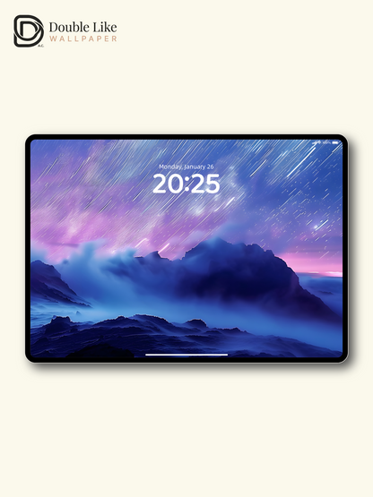 Purple Starry Sky Night Mountains Digital Art Wallpaper Pack [#ZJYX0023]
