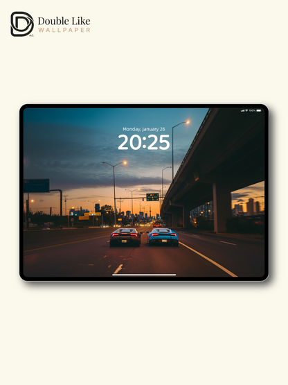 Sunset Highway Supercars City Skyline Aesthetic Wallpaper Pack [#JJ1396]
