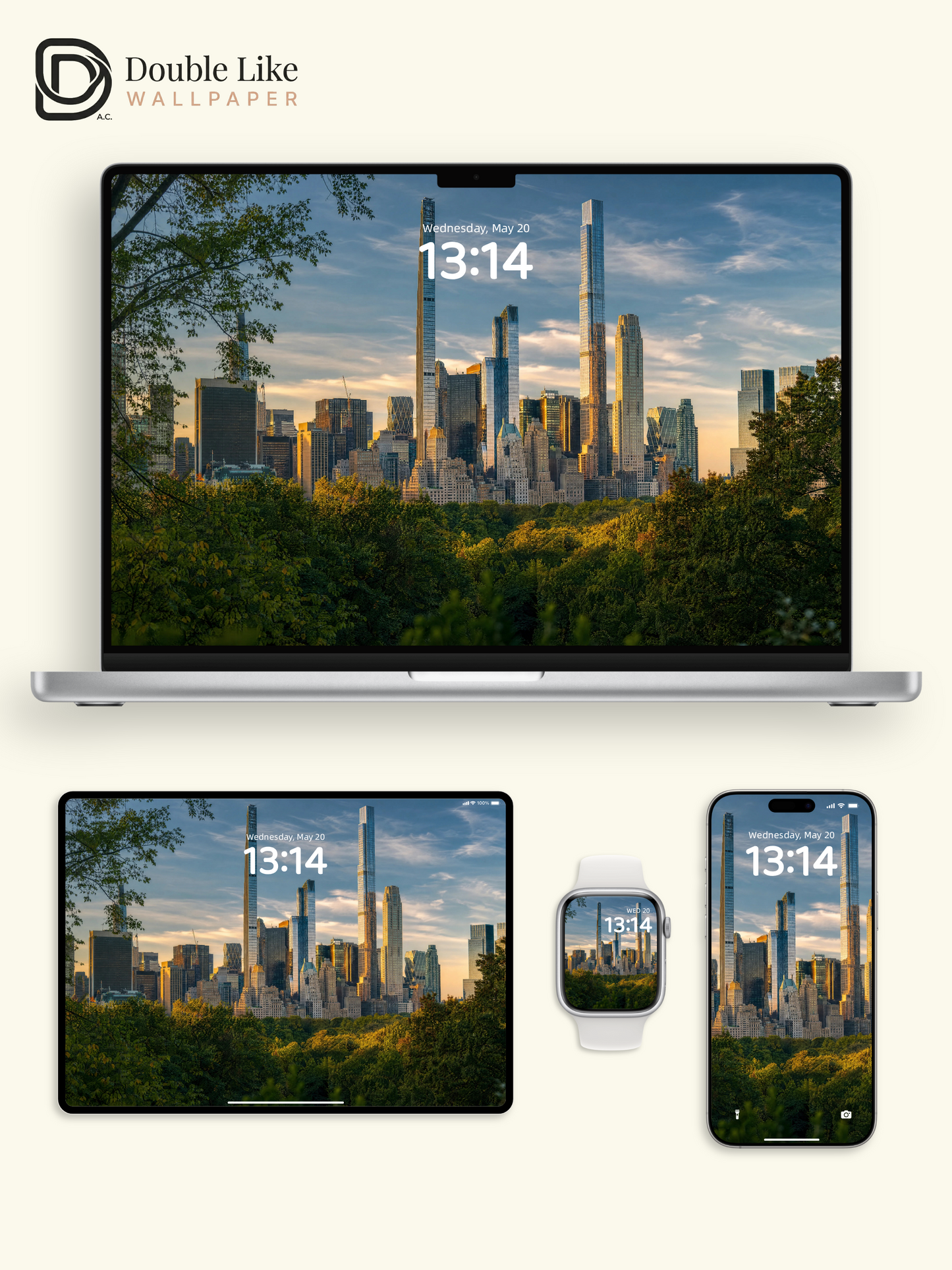 New York City Skyline Park View Afternoon Aesthetic Wallpaper Pack [#ZJYR005]