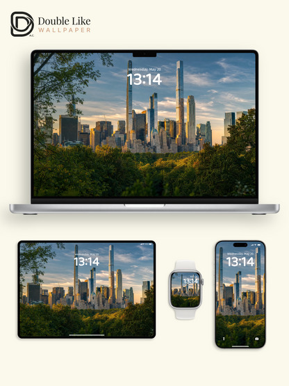 New York City Skyline Park View Afternoon Aesthetic Wallpaper Pack [#ZJYR005]
