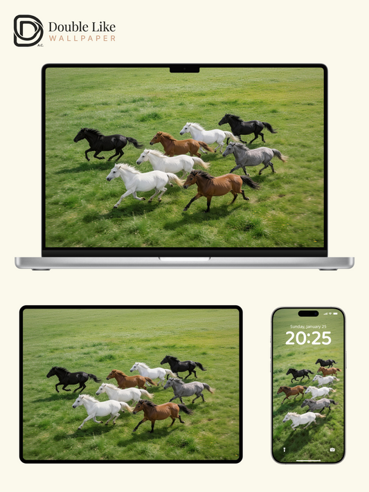 Galloping Herd Horses Inspirational Grassland Wallpaper Pack [#LFHL30123]