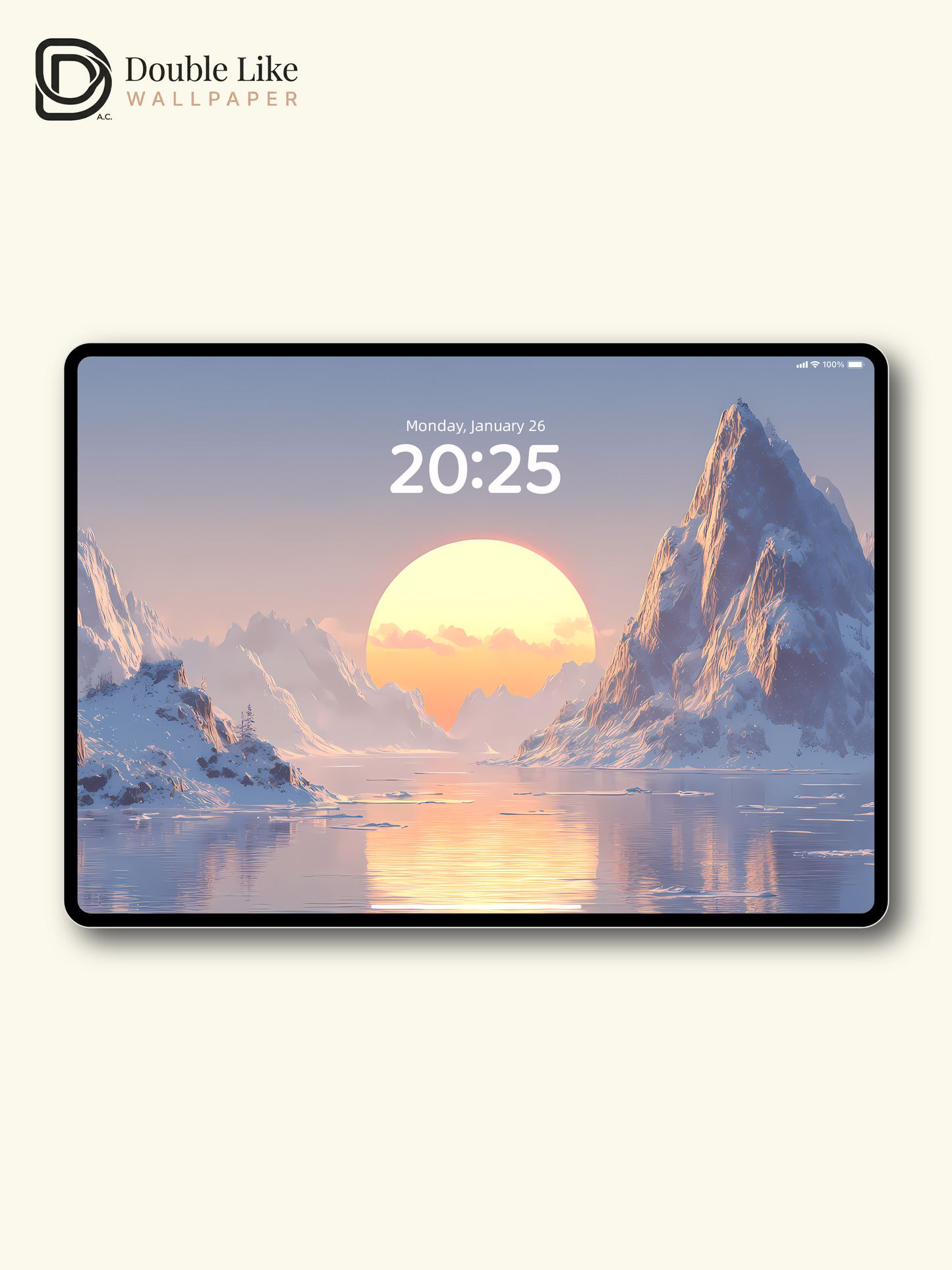 Aesthetic Dreamy Snow Mountain Sunset Landscape Digital Art Wallpaper [#LFHL1026]