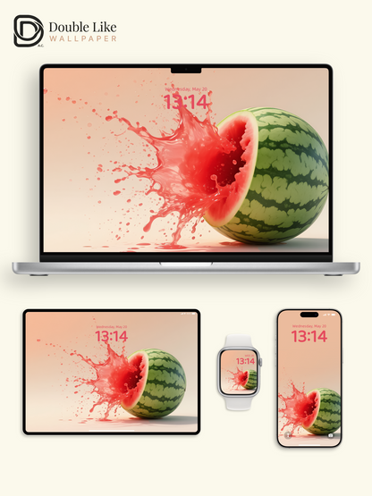 Splashing Watermelon Juice Summer Fruit Minimalist Aesthetic Wallpaper Pack [#ZMY225]