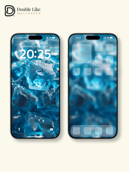 Refreshing Blue Ice Cubes Calm Summer Aesthetic Wallpaper Pack [#ZJYX0233]