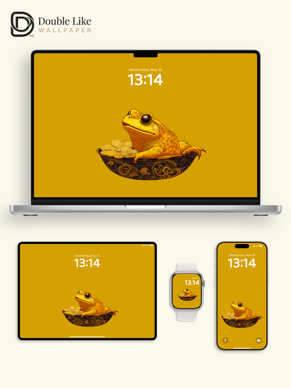 Minimalist Golden Money Toad Lucky Aesthetic Wallpaper Pack [#ZMY192]