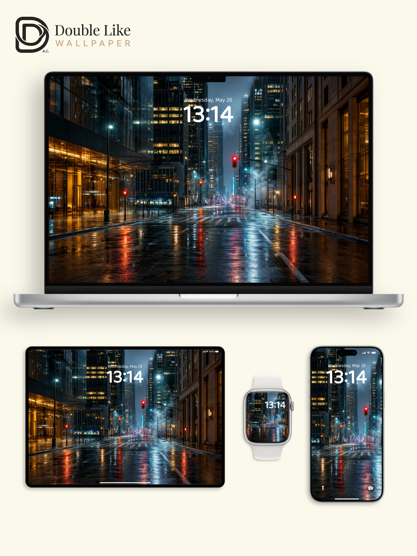 New York City Rainy Night Street Aesthetic Wallpaper Pack [#ZJYR008]