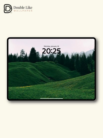 Misty Green Meadow Hills Calming Nature Full Wallpaper Set [#ZMY473]
