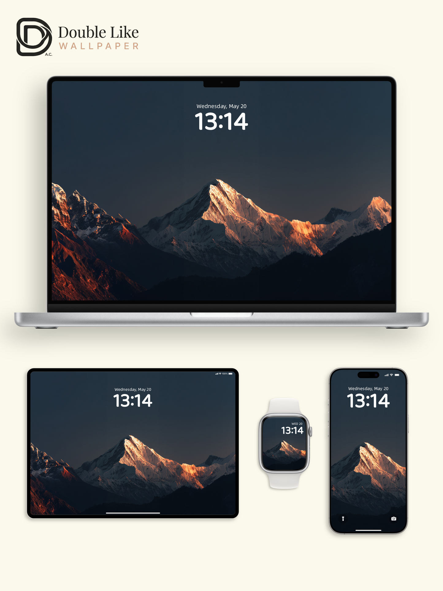 Majestic Golden Hour Snow Mountain Peak Photography Wallpaper Pack [#JJ1204]
