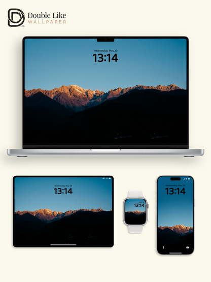 Golden Hour Snow Mountain Crest Blue Sky Aesthetic Wallpaper Pack [#ZMY130]