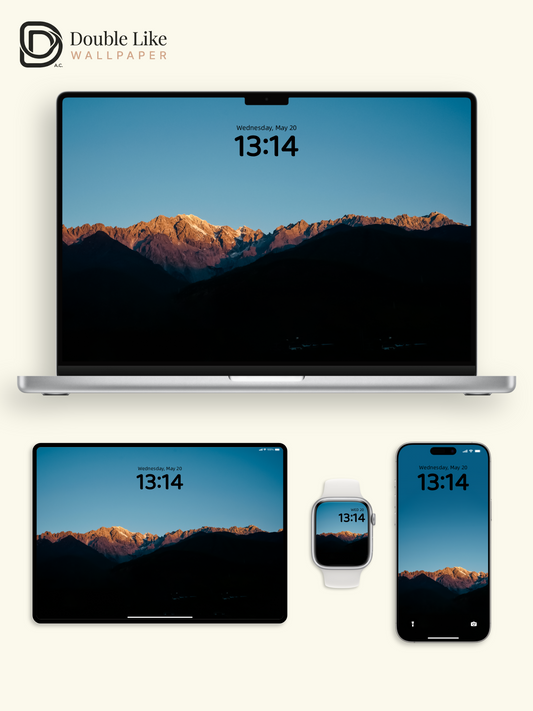 Golden Hour Snow Mountain Crest Blue Sky Aesthetic Wallpaper Pack [#ZMY130]