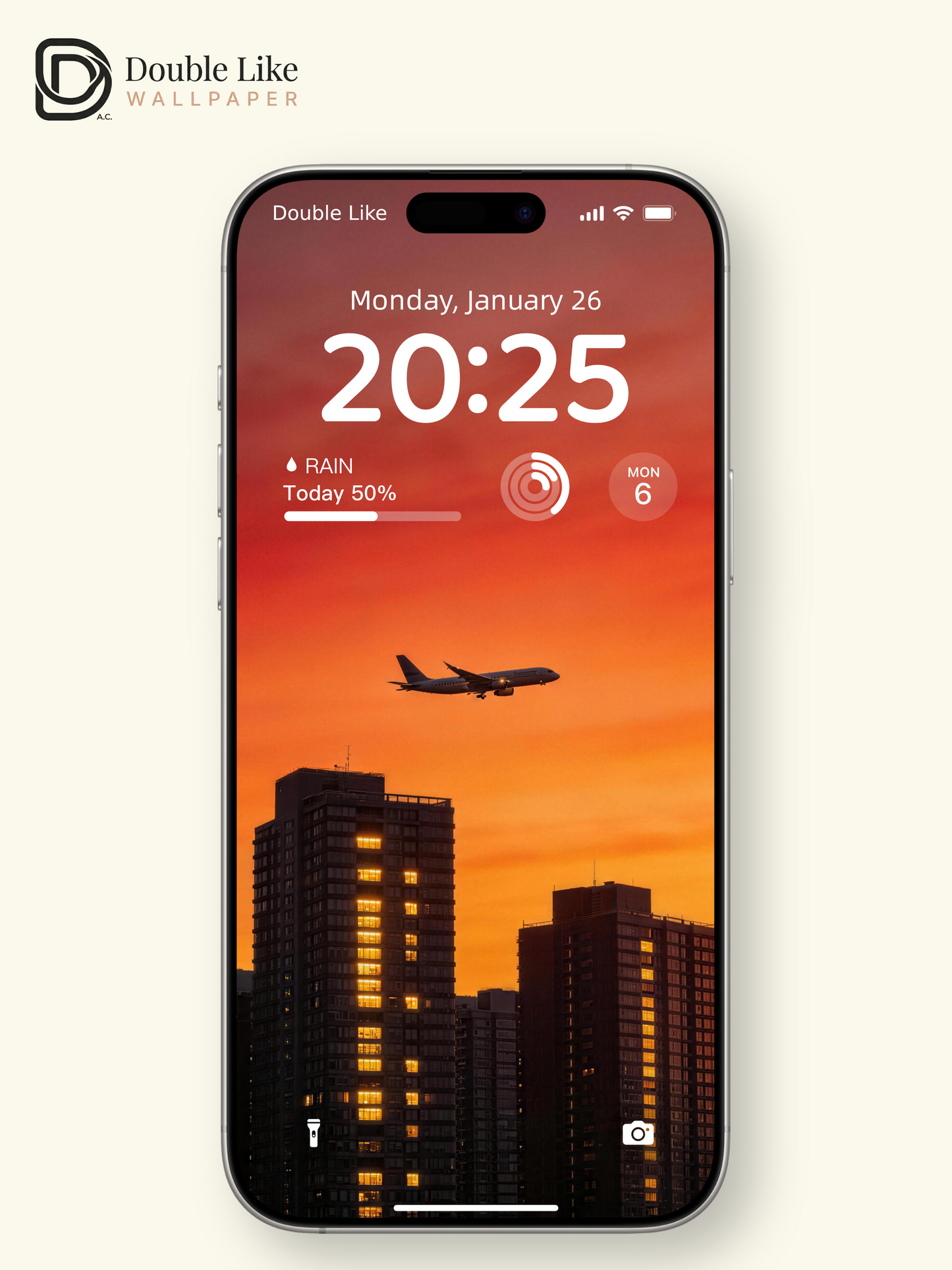 Orange Dusk City Airplane Vibe Healing HD Scenery Wallpaper Pack [#LFHL30407]