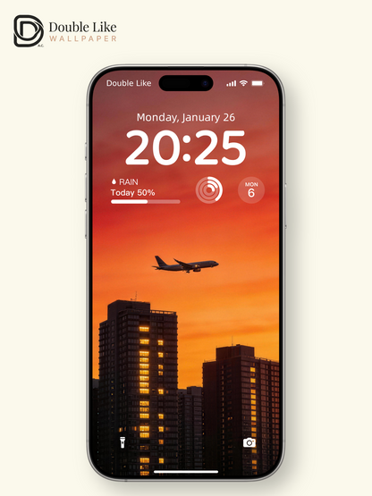 Orange Dusk City Airplane Vibe Healing HD Scenery Wallpaper Pack [#LFHL30407]