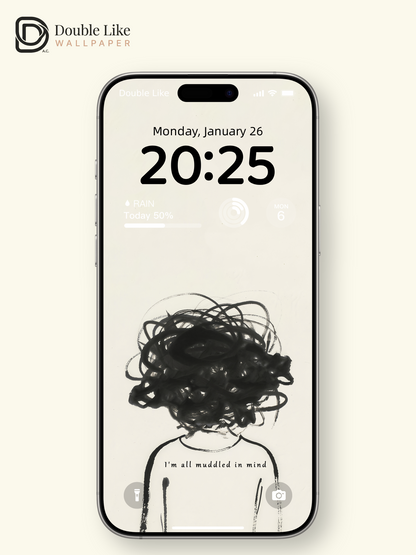Tangled Thoughts Lonely Black White Art Full Wallpaper Set [#ZMY424]