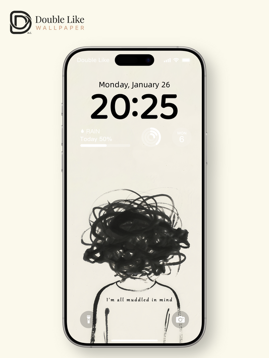Tangled Thoughts Lonely Black White Art Full Wallpaper Set [#ZMY424]