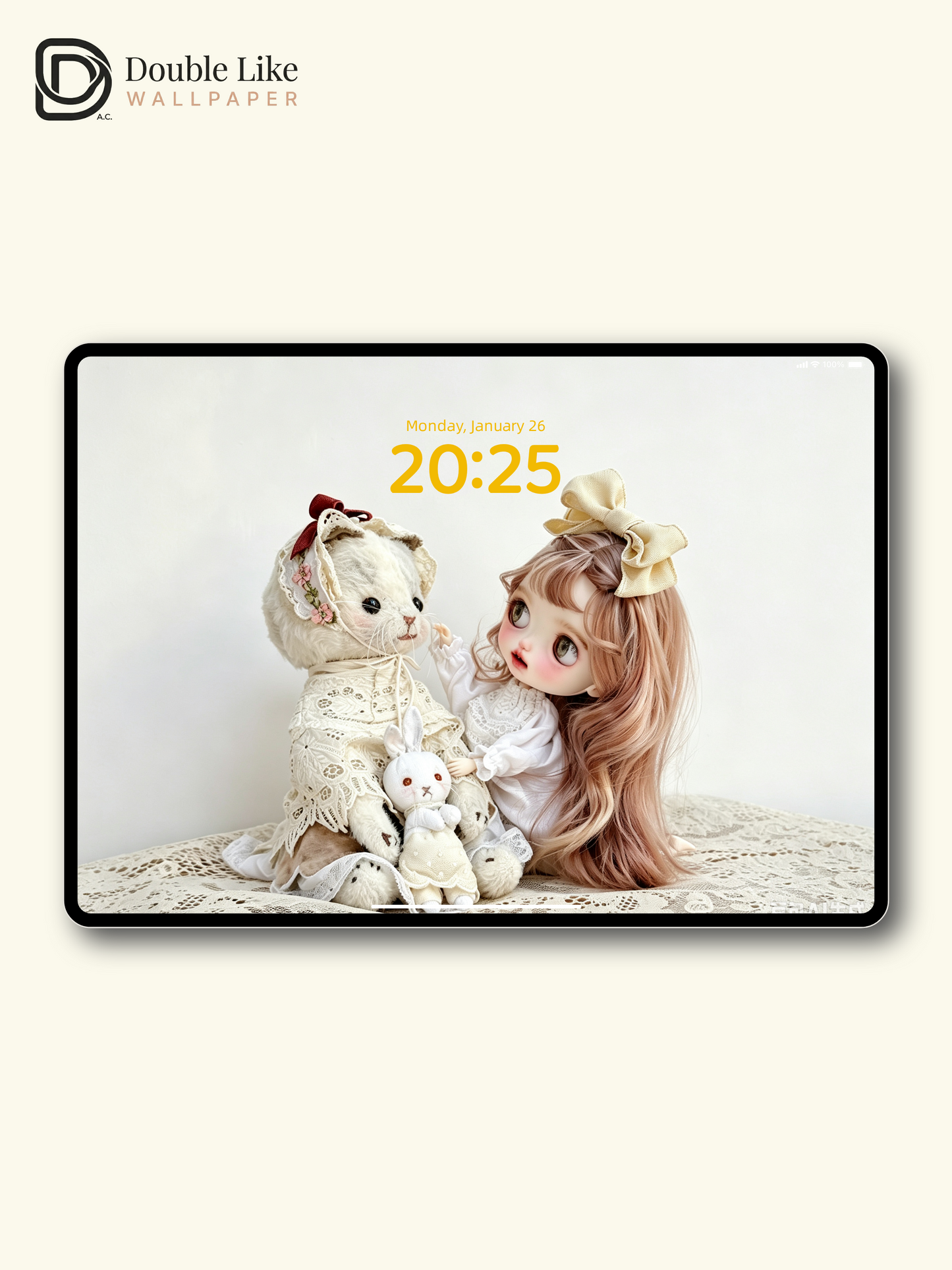 Healing Vintage Blythe Doll With Antique Cat & Bunny Plush Aesthetic Wallpaper [#HWWs008]