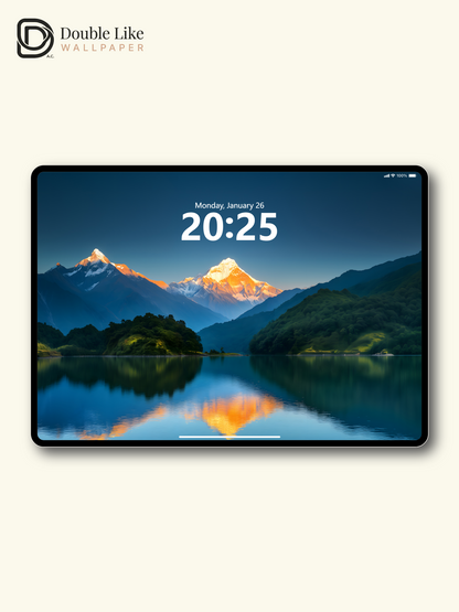 Majestic Golden Snow Mountain Lake Reflection Inspirational Wallpaper Pack [#WGF086]