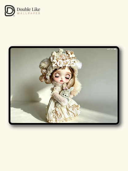 Vintage Lace Blythe Doll Dreamy Neutral Aesthetic Wallpaper [#HWWs002]