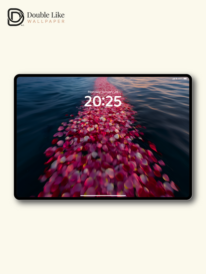 Pink Rose Petals Ocean Path Sunset Dusk Minimalist Aesthetic Wallpaper Pack [#ZMY124]
