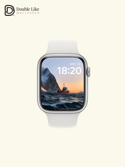 Arctic Fjord Golden Hour Orange Ship Aesthetic Wallpaper Pack [#JJ1407]