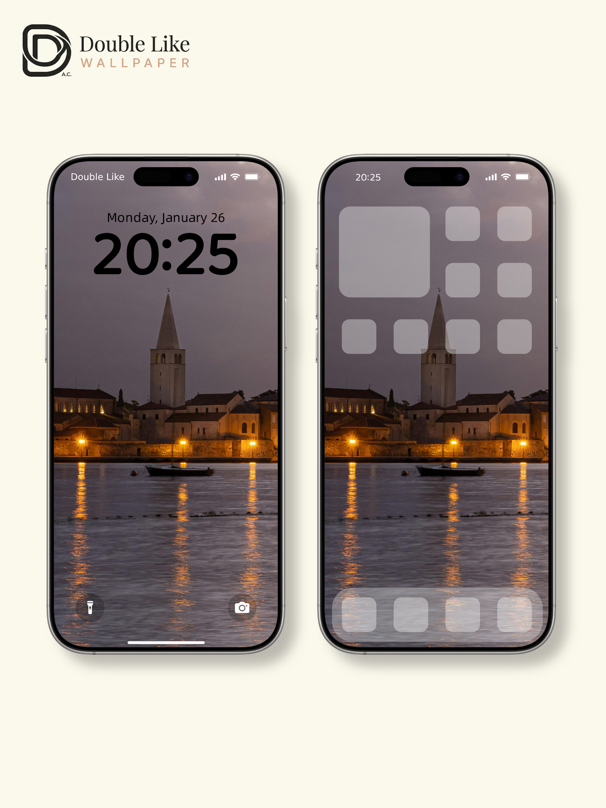 Coastal European Old Town Bell Tower Dusk Water Reflections Aesthetic Wallpaper Pack [#ZMY399]