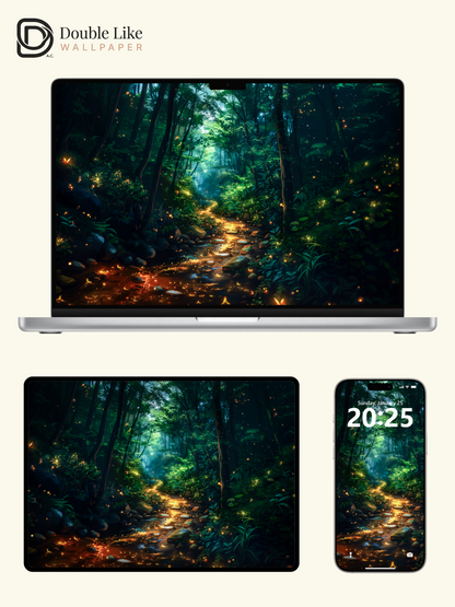 Glowing Firefly Forest Stream Fantasy Aesthetic Wallpaper Pack [#WGF059]
