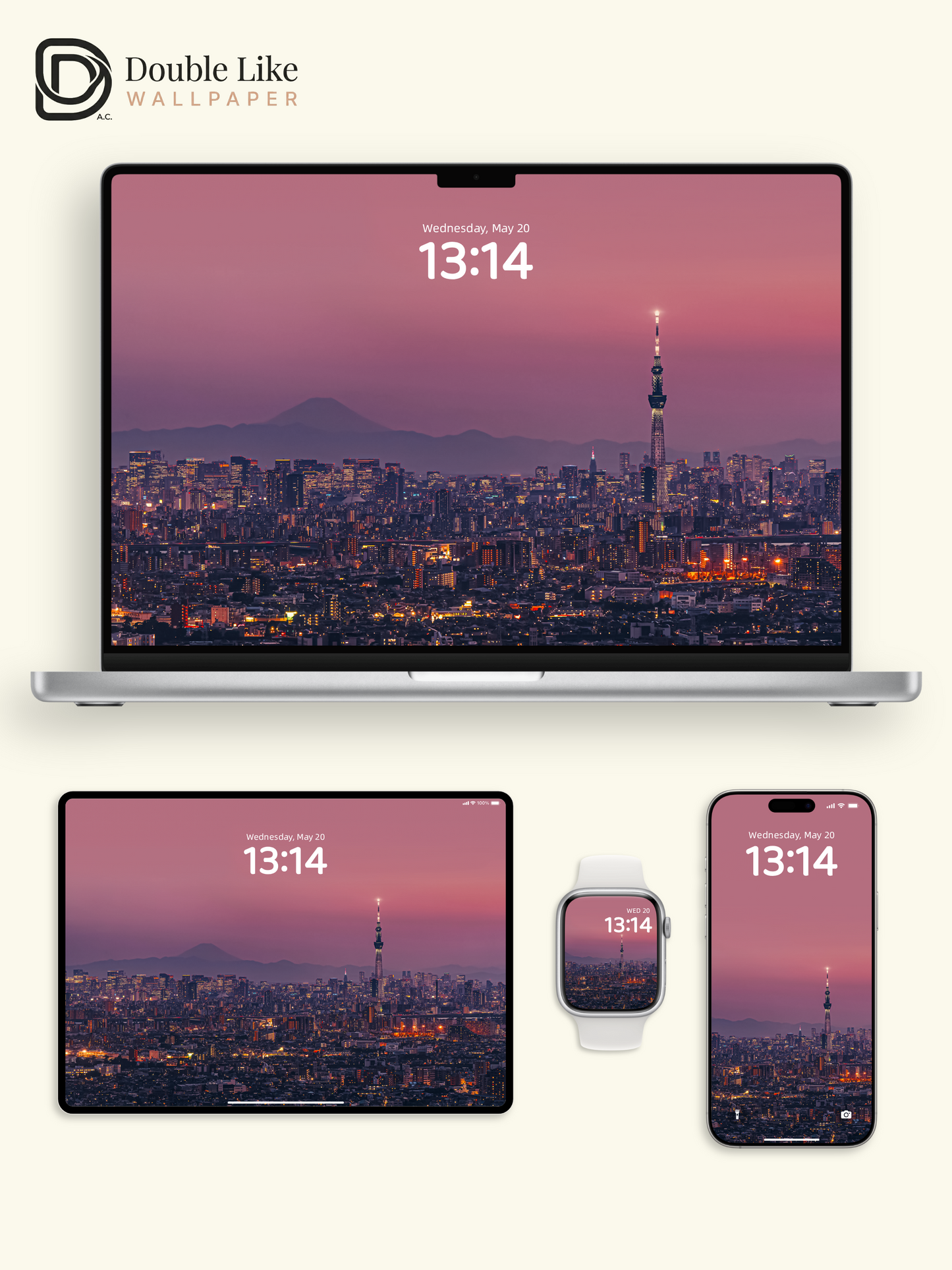 Tokyo Cityscape Sunset Aesthetic Purple Glow Premium Wallpaper Pack [#ZMY509]