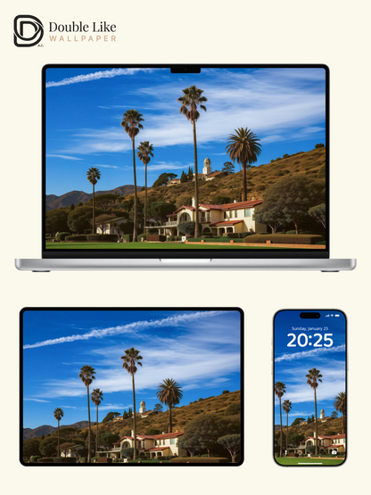 California Hills Estate & Palm Trees Lawn Aesthetic Wallpaper Pack [#JJ230903]
