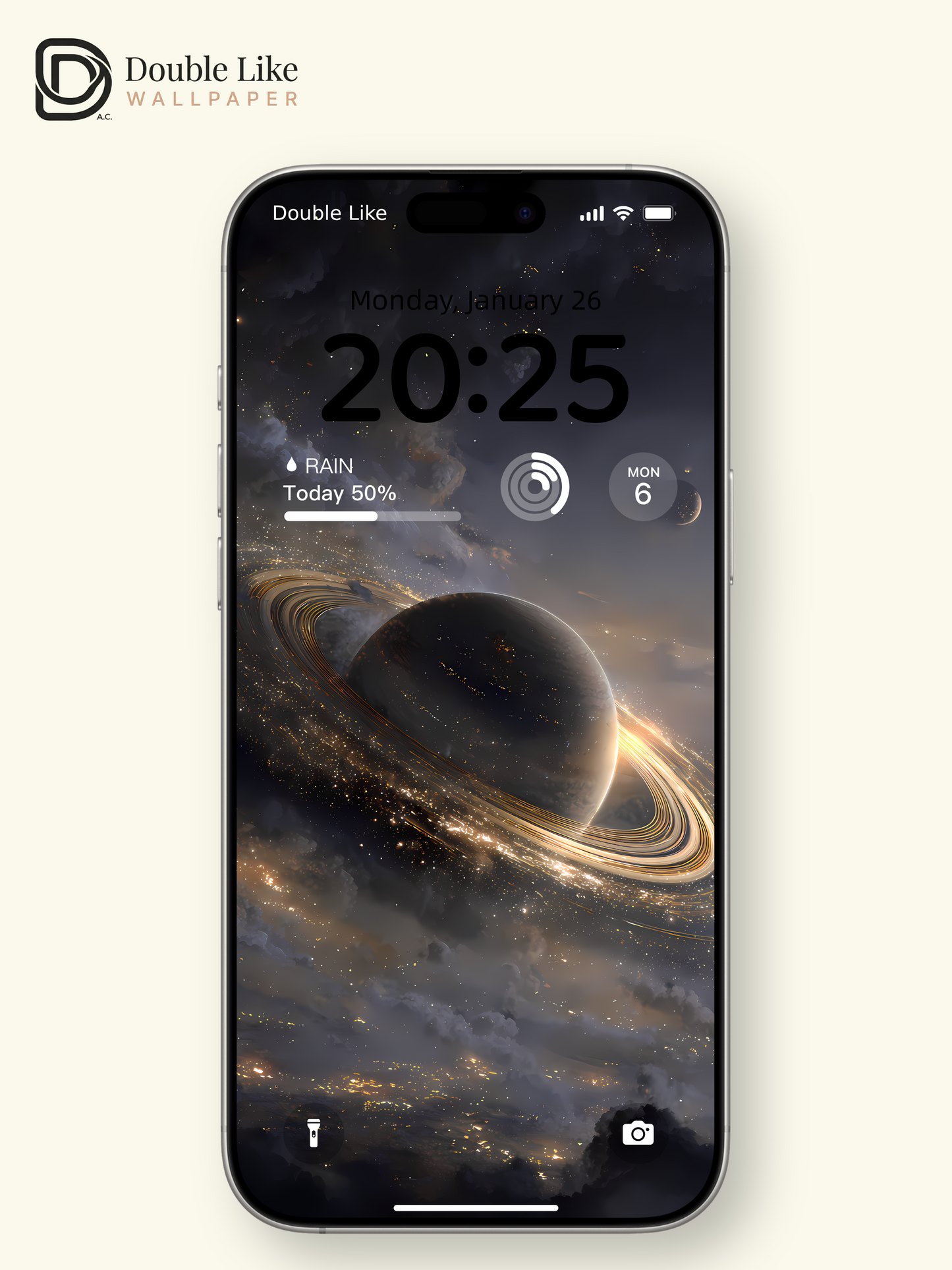 Golden Ring Saturn Dreamy Cosmic Galaxy Illustration Wallpaper Pack [#LFHL1003]