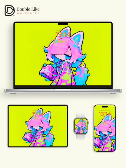 Neon Anime Character Wallpaper Pack - Cute Pop Art Vibe [#GG1362]