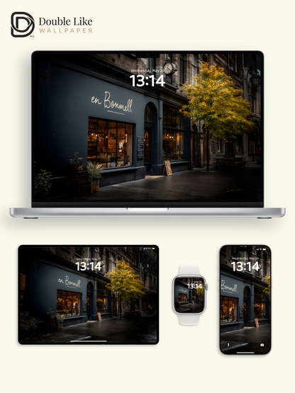 Cozy Cafe Street Photography Vintage City Wallpaper [#ZJYX0455]