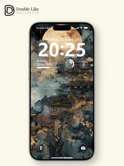 Oriental Vintage Palace Full Moon Luxury Aesthetic Wallpaper Pack [#WGF011]