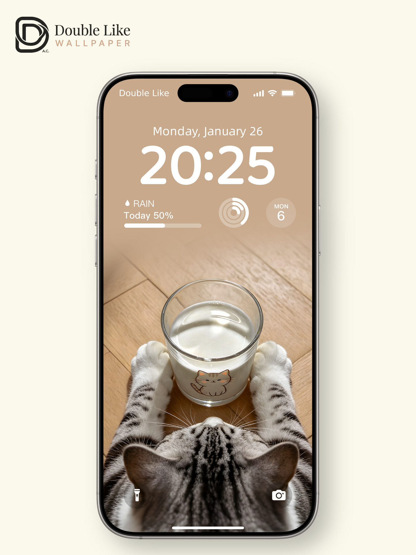 Cute Tabby Cat and Milk Glass Aesthetic Cozy Healing Wallpaper Pack [#ZMY481]