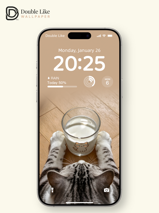 Cute Tabby Cat and Milk Glass Aesthetic Cozy Healing Wallpaper Pack [#ZMY481]