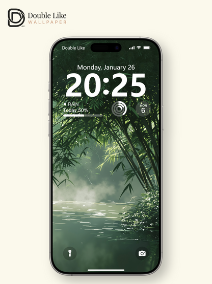 Sunlit Bamboo Forest Lake Peaceful Nature Digital Art Wallpaper Pack [#WGF006]
