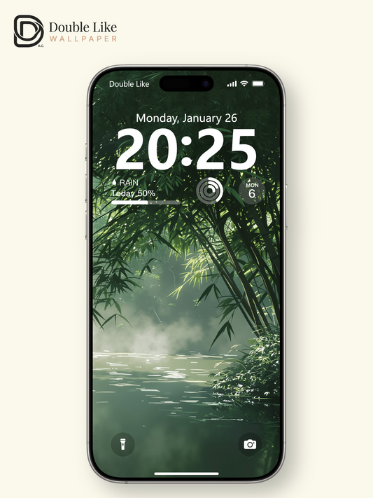 Sunlit Bamboo Forest Lake Peaceful Nature Digital Art Wallpaper Pack [#WGF006]