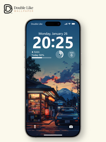 Sunset Mount Fuji Japanese Street Retro Car Anime Aesthetic Wallpaper Pack [#WGF104]