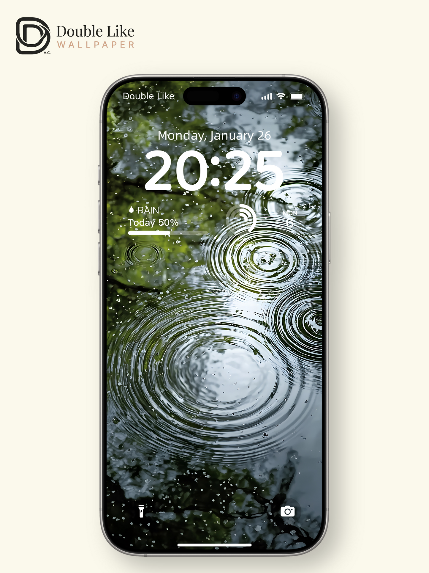 Peaceful Rain Ripples Green Water Nature Wallpaper Pack [#ZJYX0755]