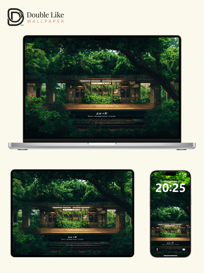 Early Morning Forest Train Station Healing Anime Aesthetic Wallpaper Pack [#WGF017]