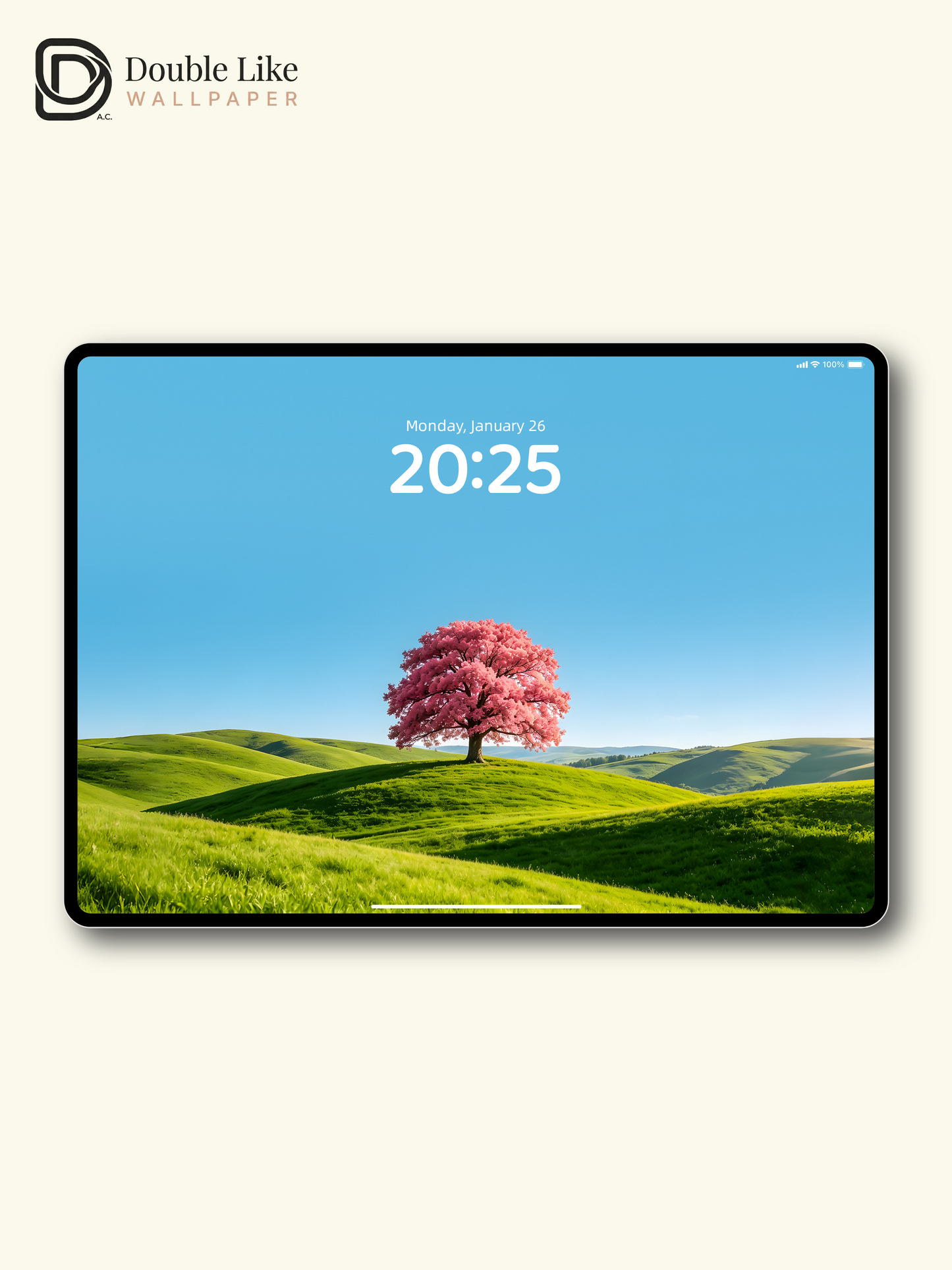 Minimalist Pink Tree Green Hill Aesthetic Spring Nature Wallpaper Pack [#ZMY520]