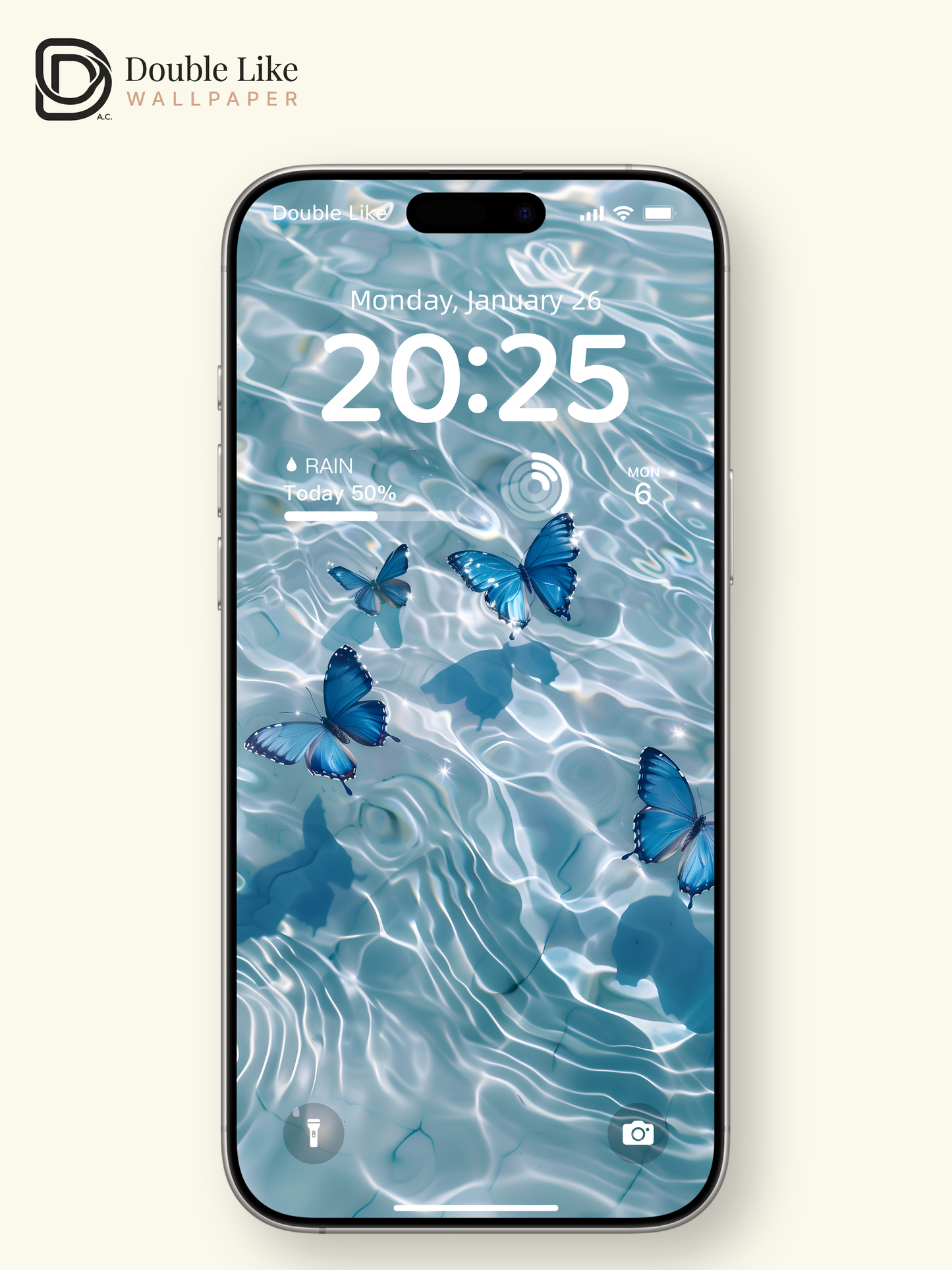 Dreamy Blue Butterflies Sparkling Water Aesthetic Wallpaper Pack [#ZJYX0196]