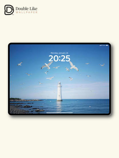 Blue Sea Lighthouse Seagull Healing Ocean Wallpaper Pack [#LFHL30322]