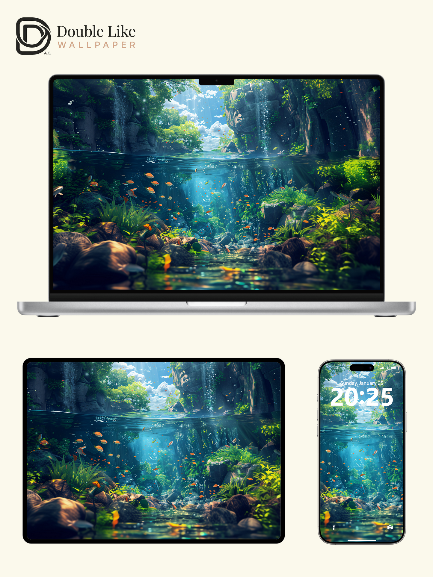 Dreamy Underwater River Fantasy Forest Aesthetic Wallpaper Pack [#WGF020]