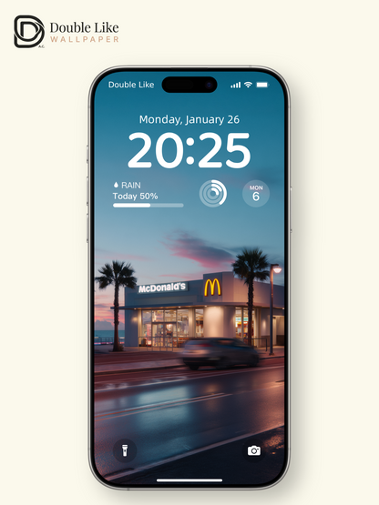 Coastal Highway Twilight McDonald's & Palm Trees Aesthetic Wallpaper Pack [#JJ21014]