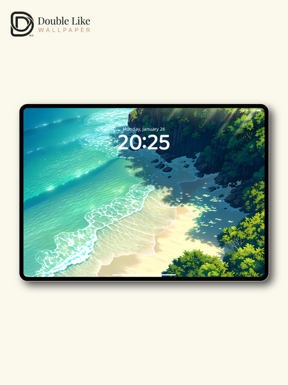 Aesthetic Coastal Beach Waves Summer Travel Digital Art Wallpaper Pack [#LFHL1028]