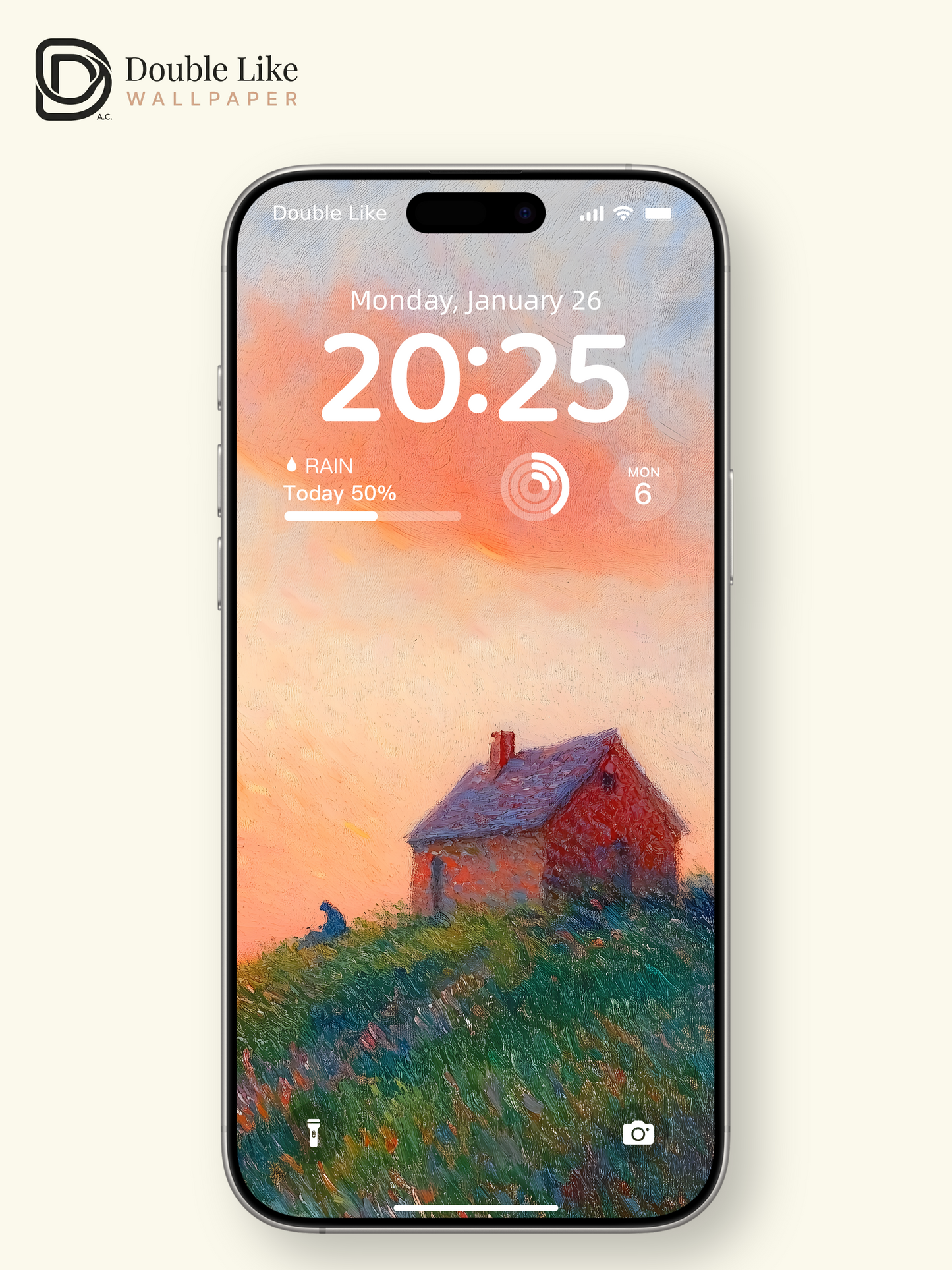 Impressionist Sunset Hill Cabin Aesthetic Oil Painting Wallpaper Pack [#ZMY510]